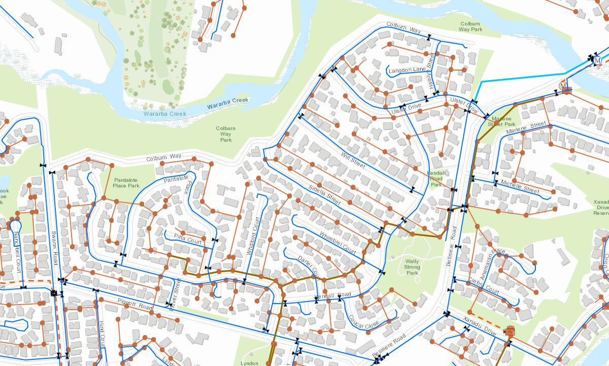 Map showing Unitywater infrastructure