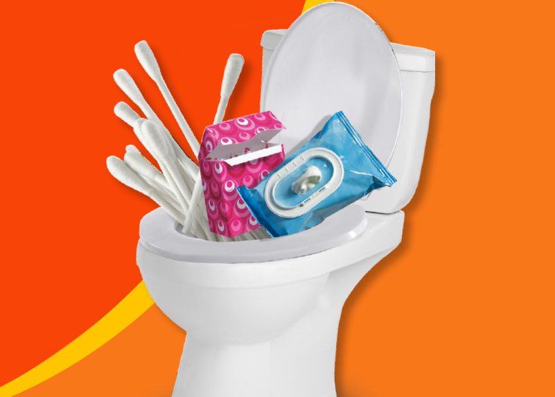 Don't block up your toilet with cotton buds, tampons and wet wipes