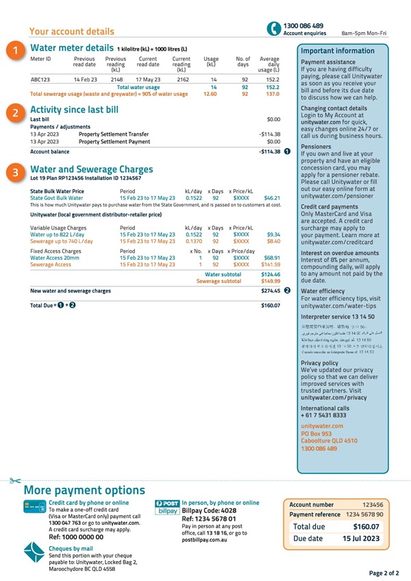 Residential first bill page 2